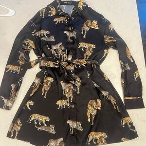 Karen Millen Black Tiger Print Dress